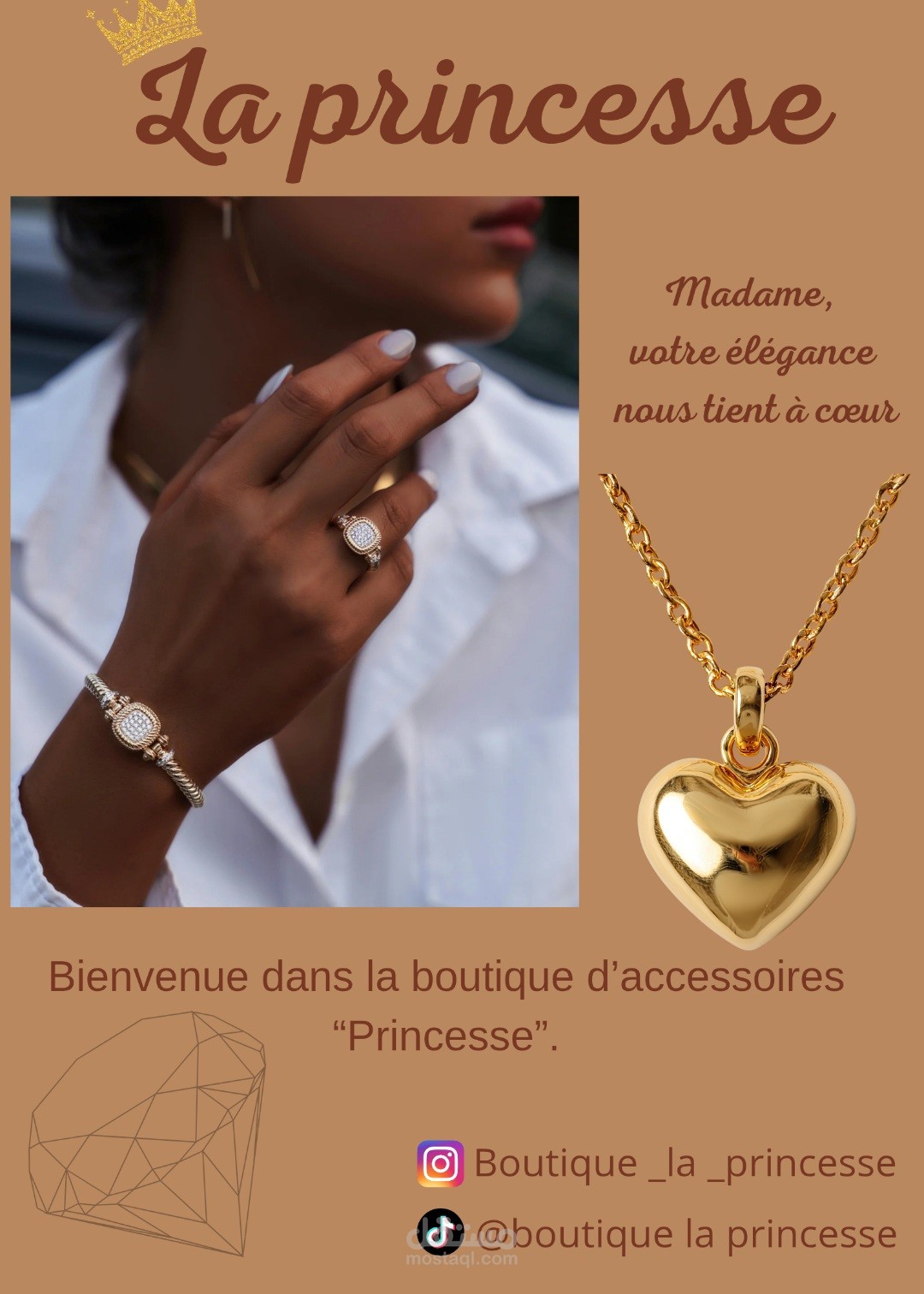 تصميم إعلان احترافي لمتجر إكسسوارات (La Princesse)