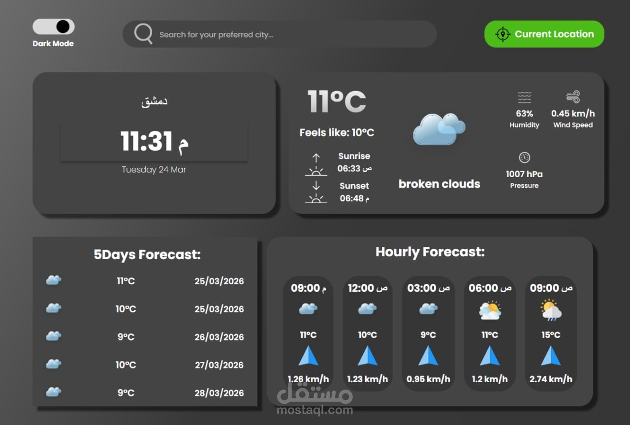 تطبيق الطقس المطور (weather App)