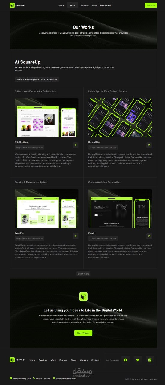 Digital Agency Website (لشركة square up كوكالة رقمية)