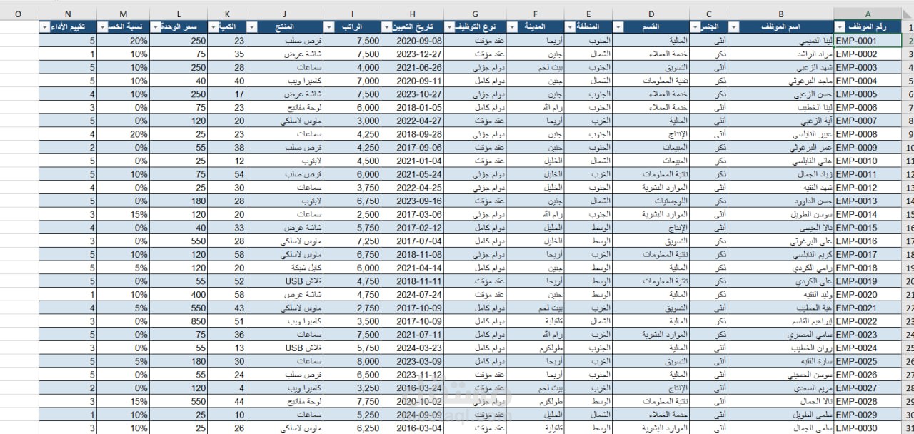 إدخال، تنظيم ومعالجة البيانات باحترافية باستخدام جداول إكسل (Excel)