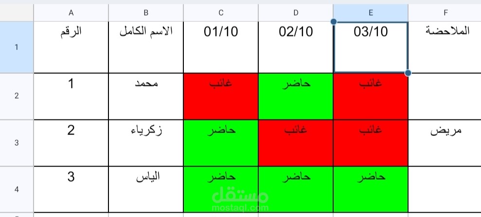 تصميم جدول حضور وغياب احترافي علي Google Sheets وExcel