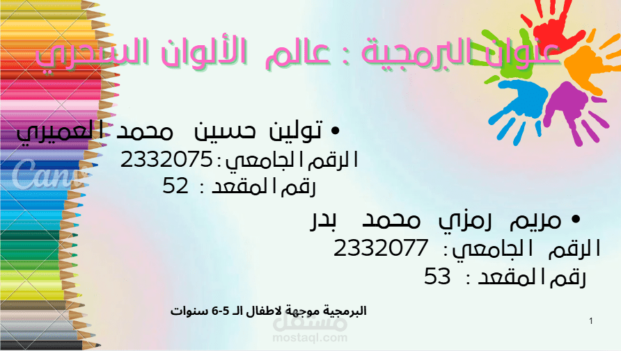 تصميم وتطوير برمجية تفاعلية لتعليم الاطفال