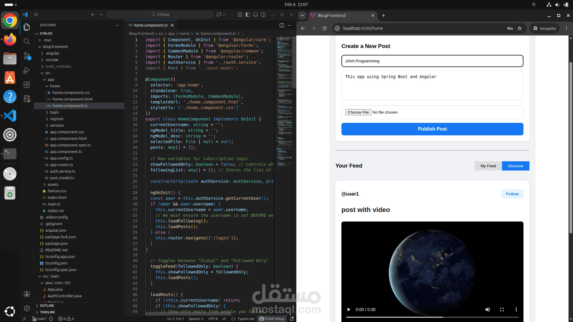 استعمال كل من Spring boot & Angular لإنشاء موقع blog