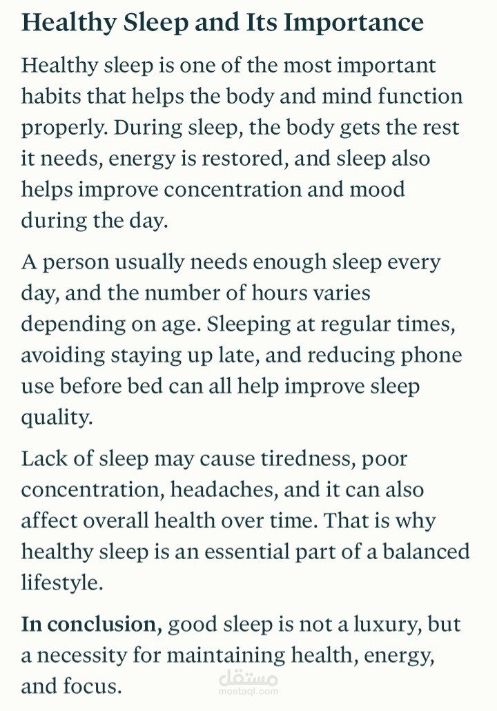 Healthy sleep and its importance