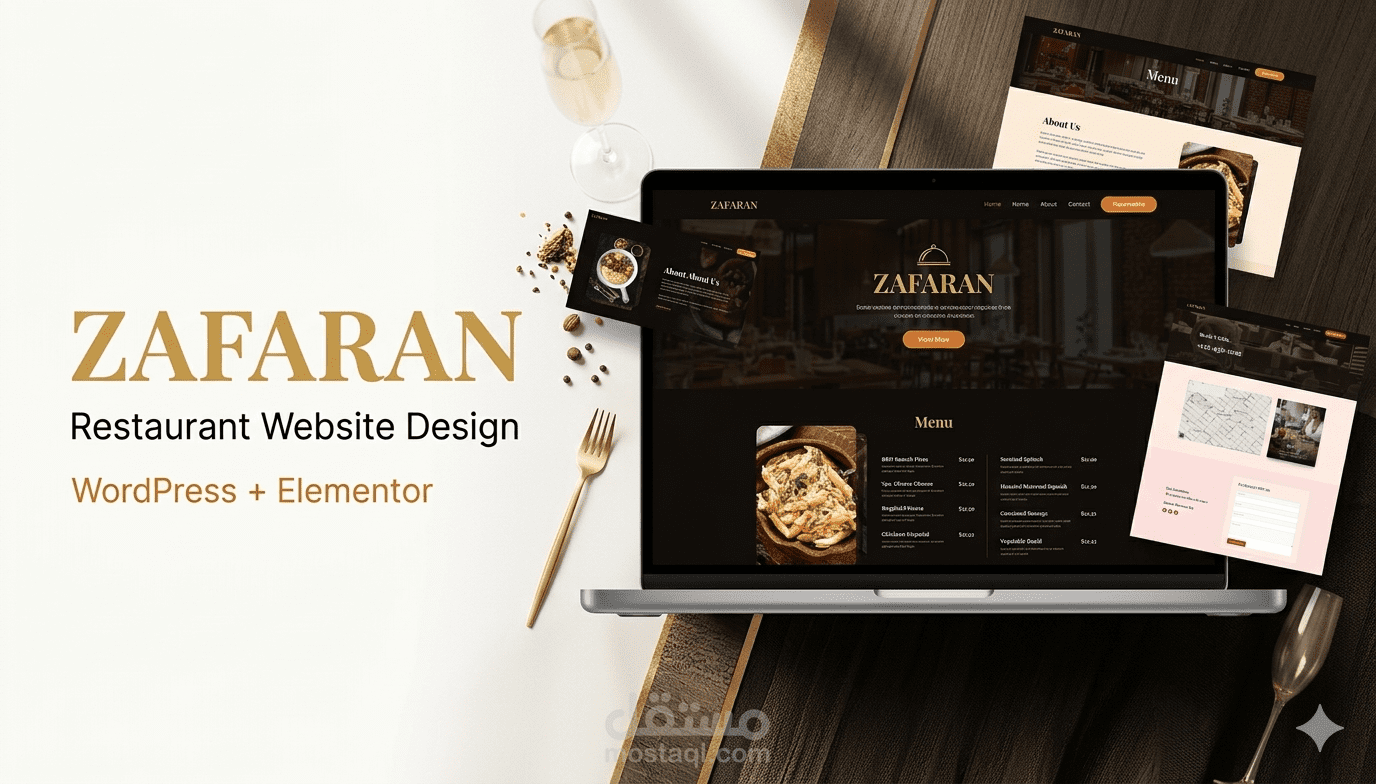 تصميم موقع مطعم Zafaran — WordPress + Elementor