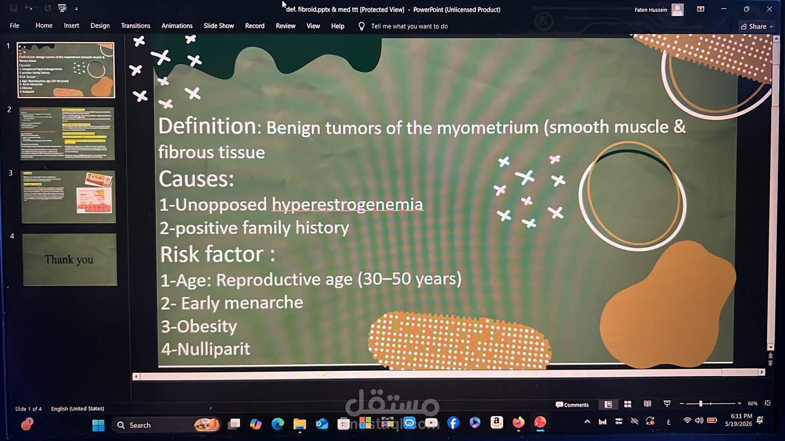 Presentation about Uterine Fibroids: Definition & Medical Treatment