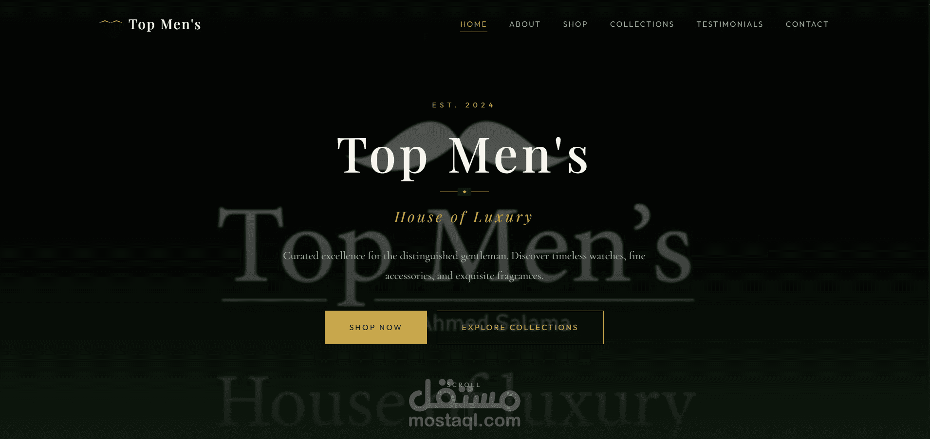 تصميم وتطوير متجر إلكتروني فاخر للمنتجات الرجالية (Top Men's Premium Luxury E-Commerce)