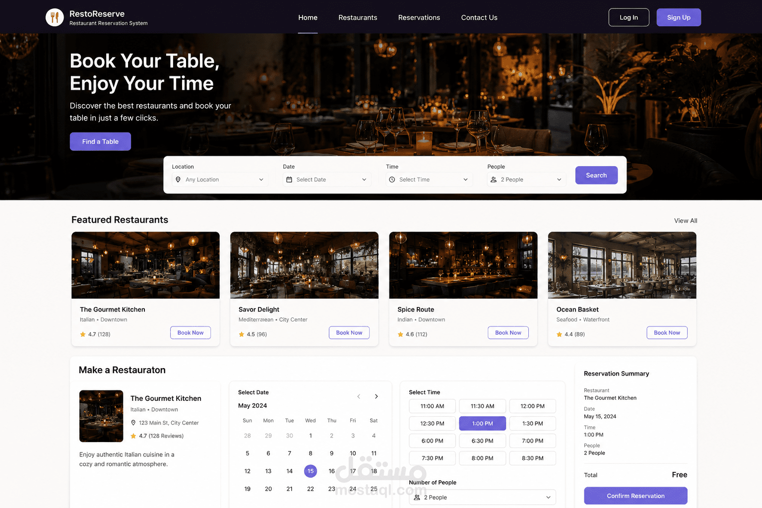 Restaurants reservation system