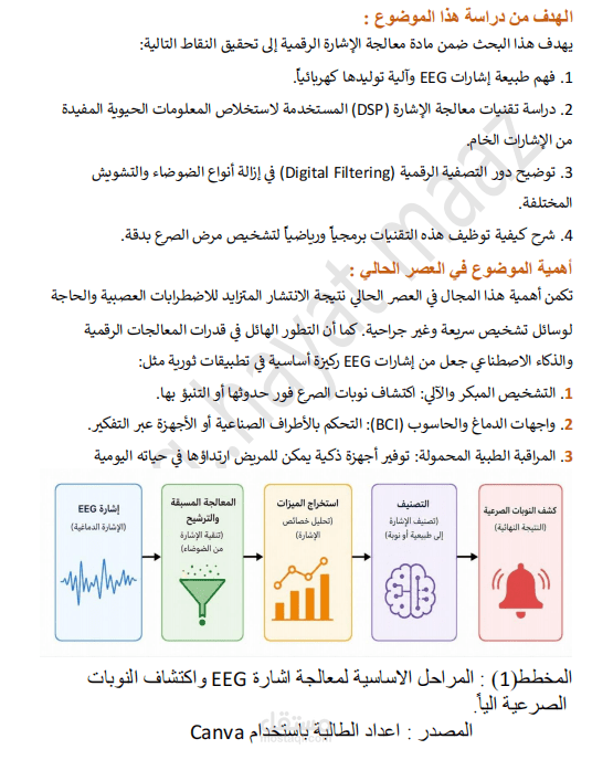 دراسة بحثية وتطبيقية في معالجة الإشارات الرقمية (DSP) وتحليل إشارات الدماغ (EEG)