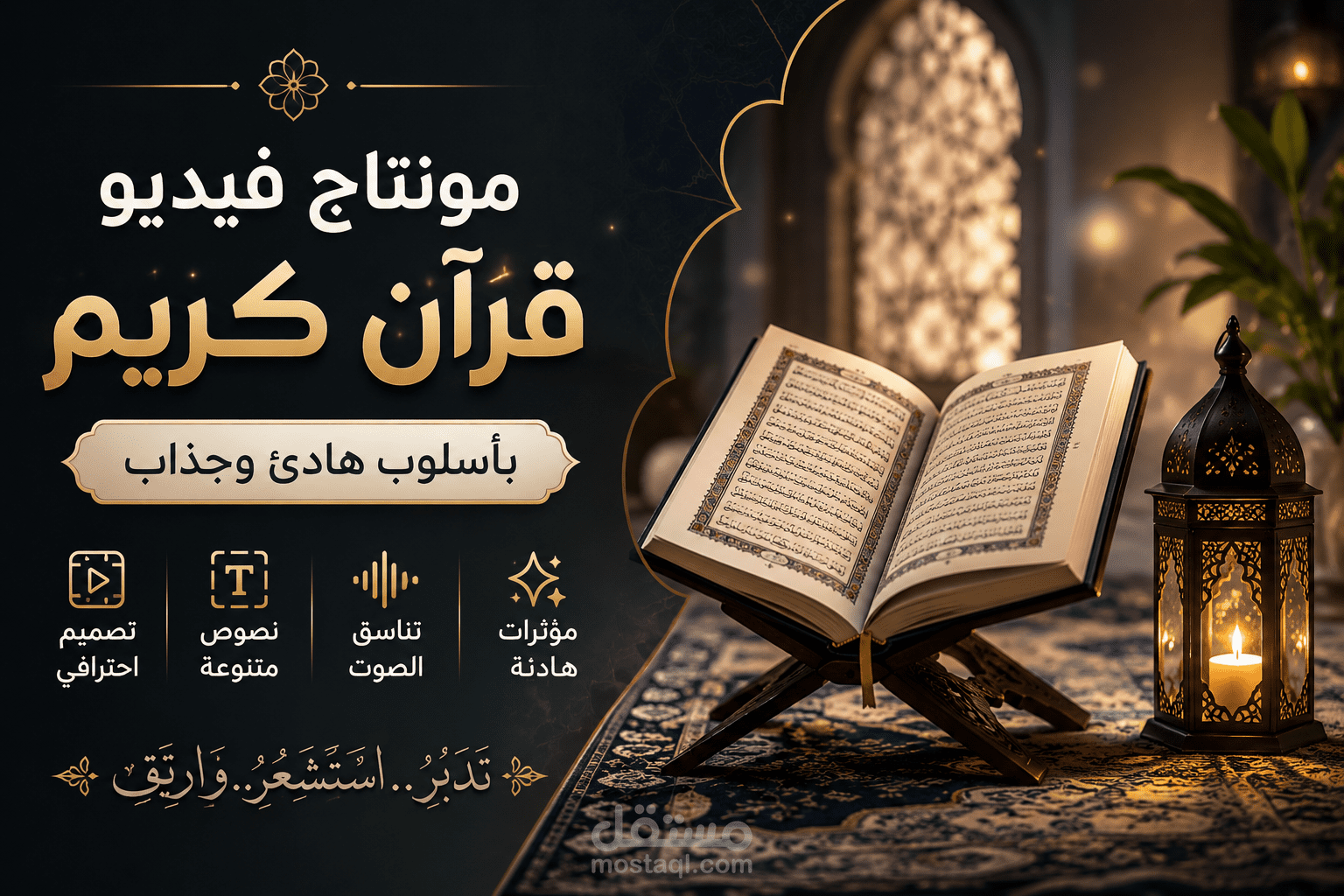 مونتاج فيديو قرآن كريم بأسلوب هادئ وجذاب
