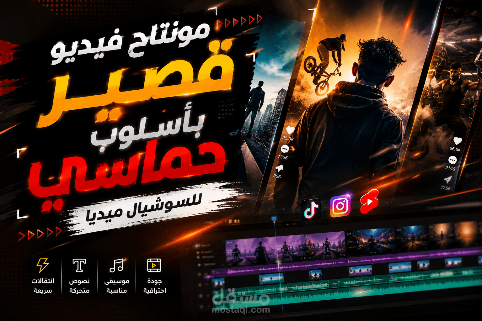 مونتاج فيديو قصير بأسلوب حماسي للسوشيال ميديا
