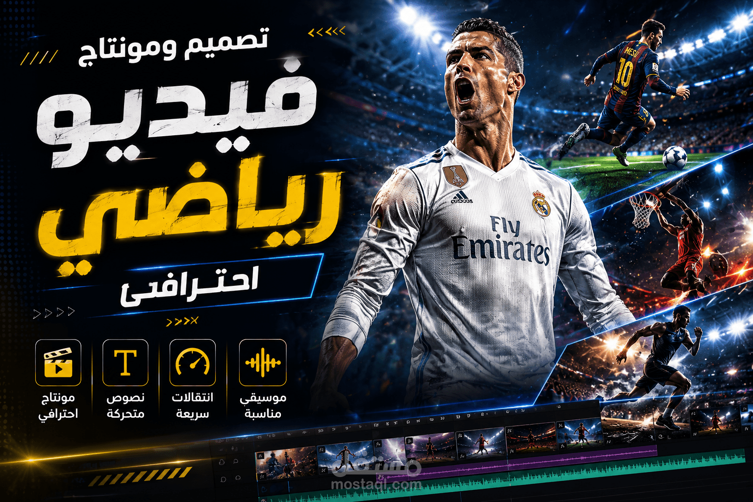 تصميم ومونتاج فيديو رياضي احترافي