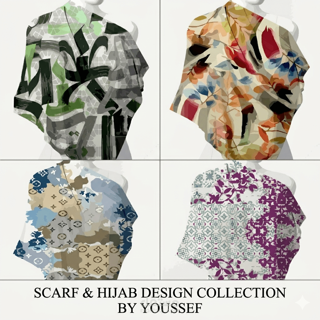 تصميم كولكشن طرح نسائية عصري ومتنوع (Seamless Scarf Collection)