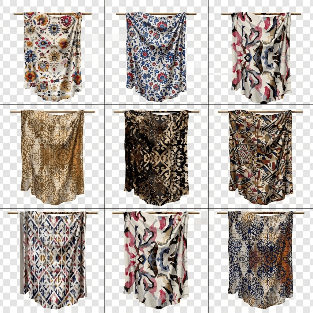 تصميم أنماط تكرارية ونقوش جاهزة للطباعة الرقمية (Seamless Scarf Patterns)