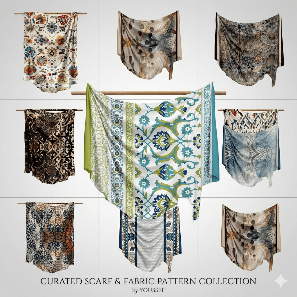 تصميم أنماط تكرارية ونقوش جاهزة للطباعة الرقمية (Digital Pattern Collection)
