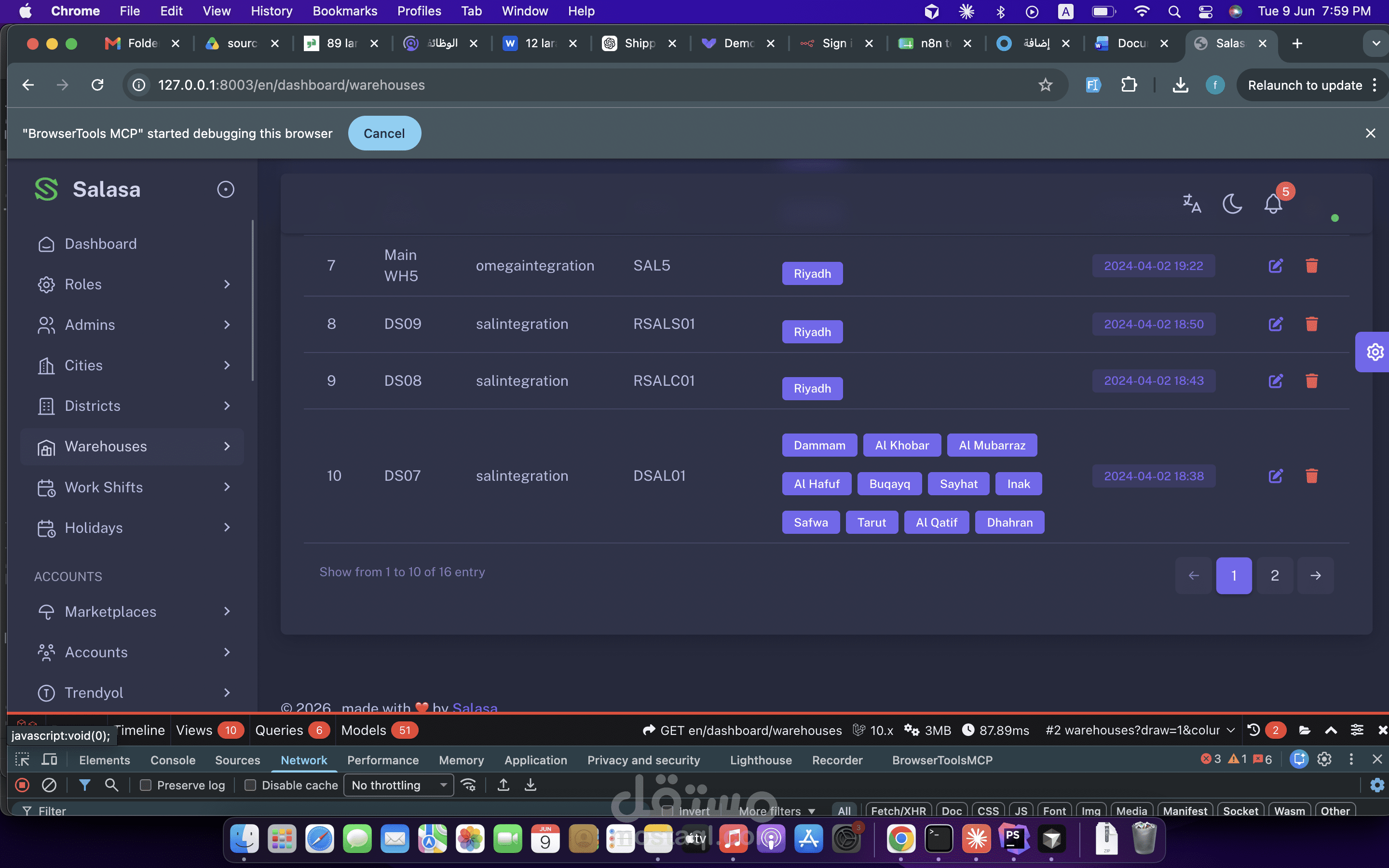 Salasa (Logistics Platform) Integration