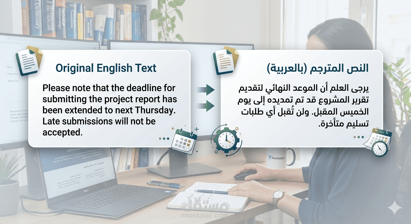 ترجمة وتنسيق إشعار إداري رسمي للشركات.