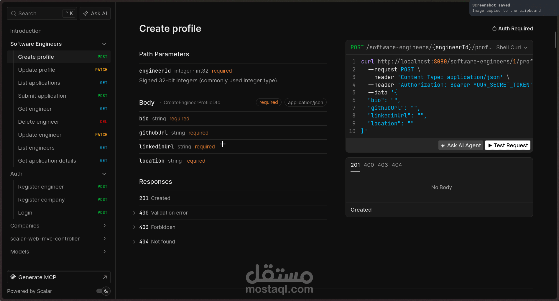 برمجة واجهة برمجة تطبيقات (RESTful API) لمنصة توظيف متكاملة