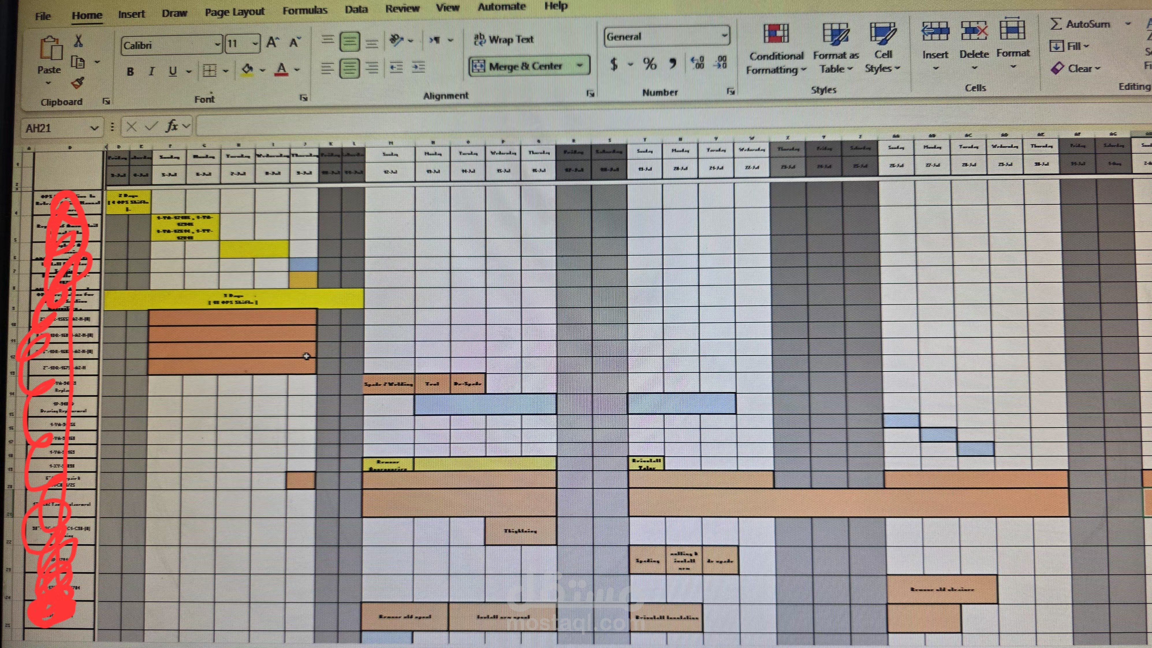 خطة عمل لمشروع على ال excel
