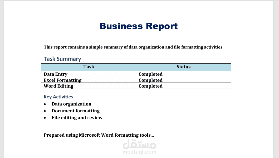 تنسيق تقرير بسيط باستخدام Microsoft Word