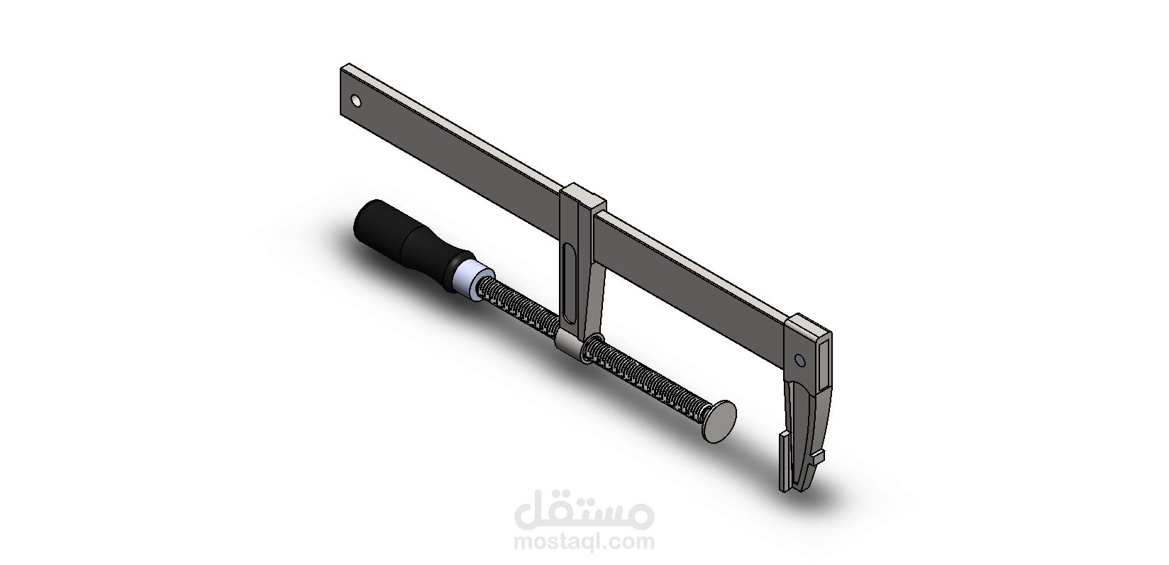 تصميم ونمذجة أداة تثبيت ميكانيكية متكاملة (Serre-joint / F-Clamp) باستخدام SOLIDWORKS