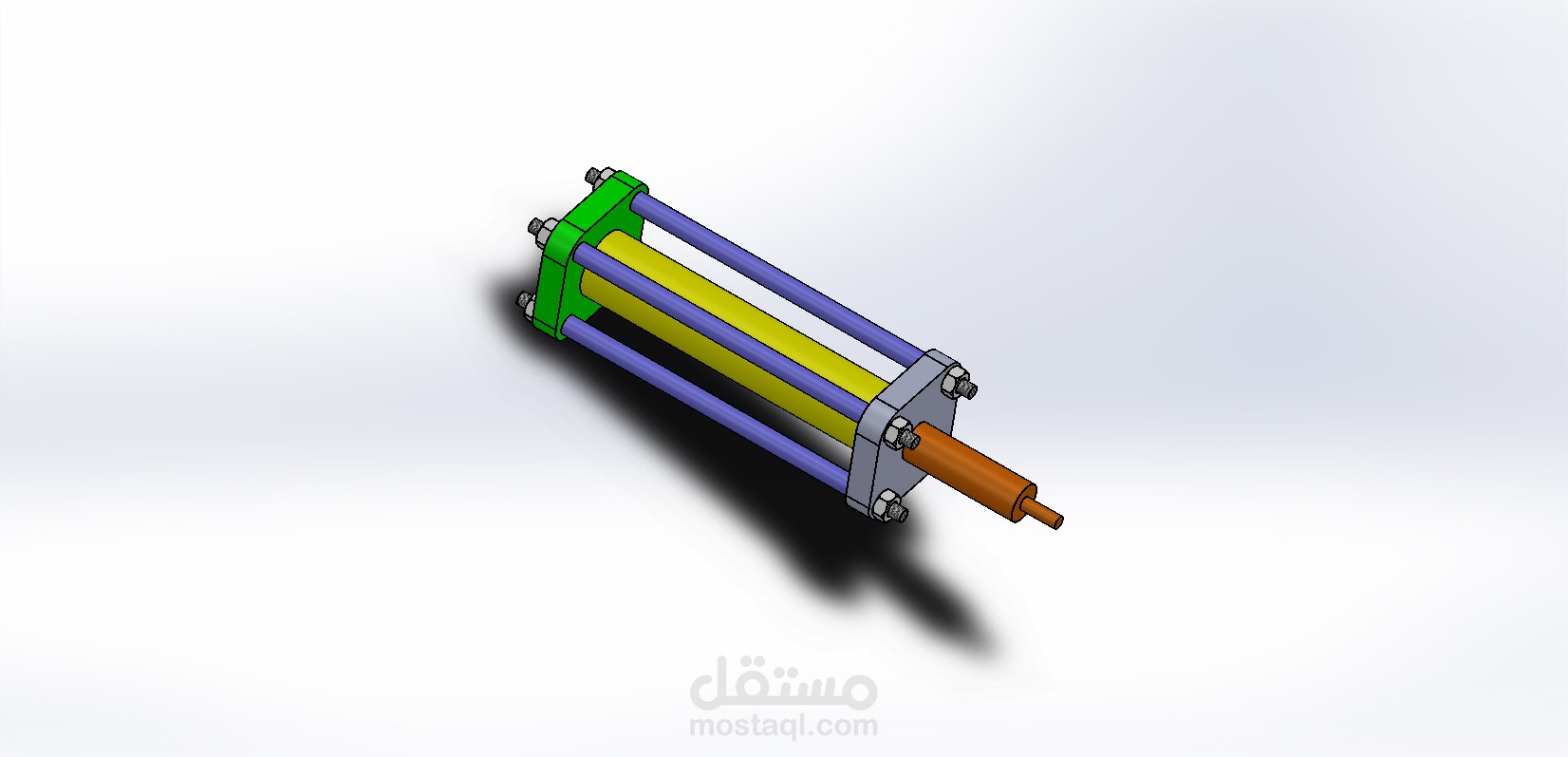 تصميم ونمذجة أسطوانة ميكانيكية (Vérin) مخصصة لأنظمة التحكم باستخدام SOLIDWORKS