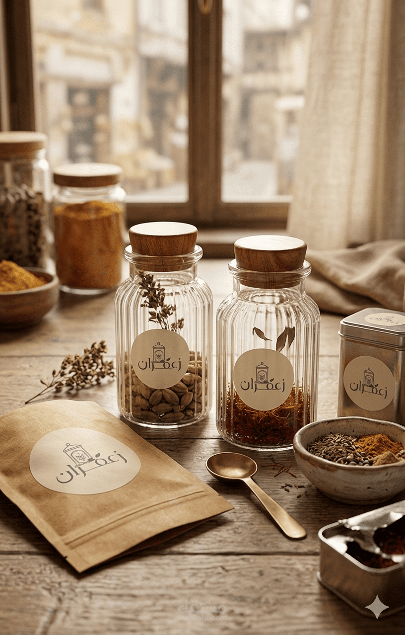 تصميم ملصقات المنتجات (Packaging Labels/Stickers) لبراند "زعفران"