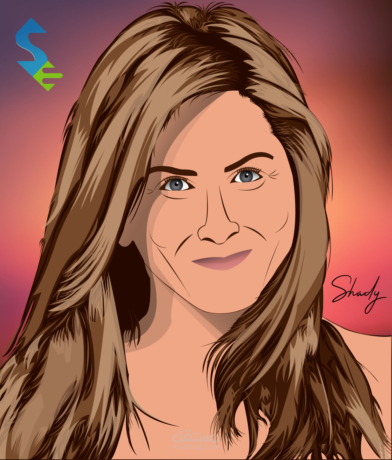 Portrait Flat Art For Jennifer Aniston