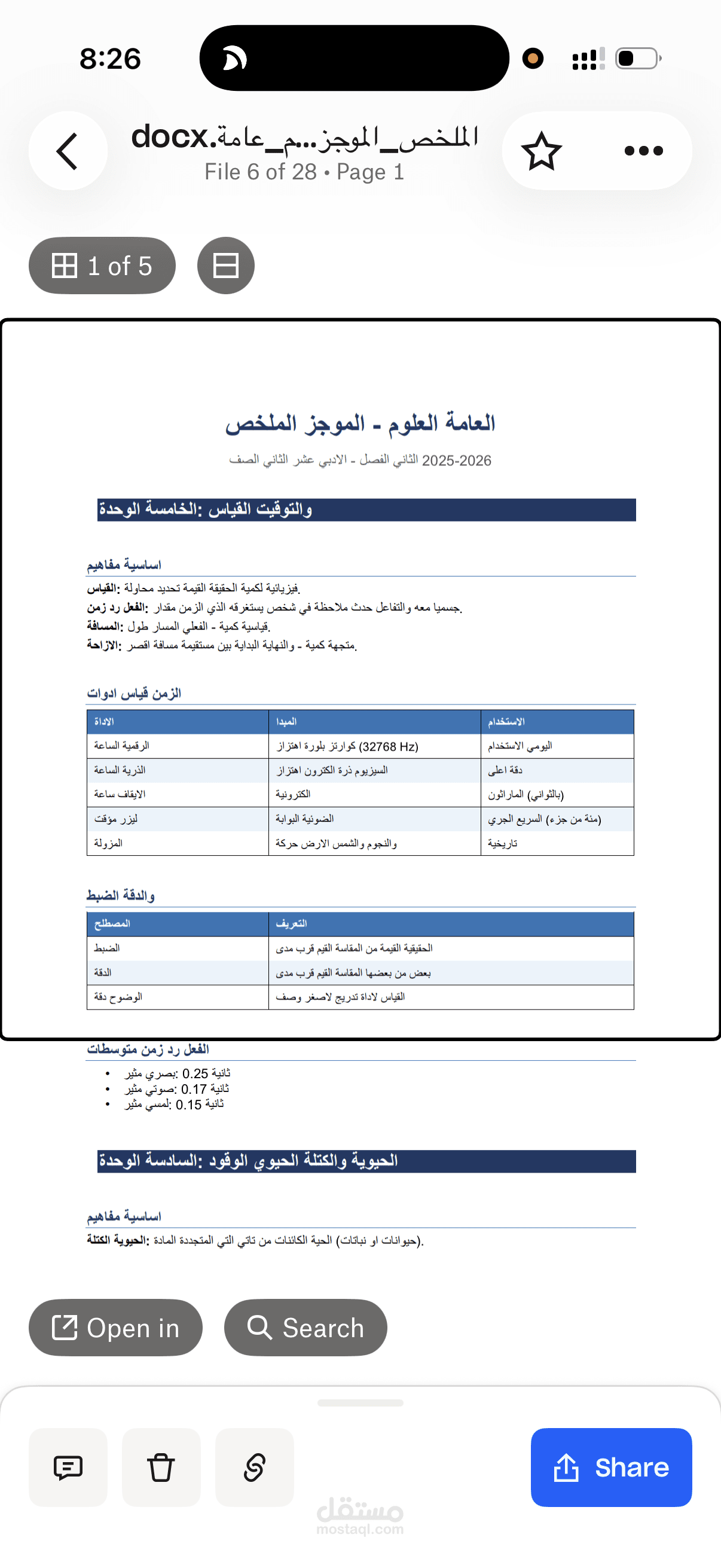 ملخص لمادة العلوم للصف الثاني عشر