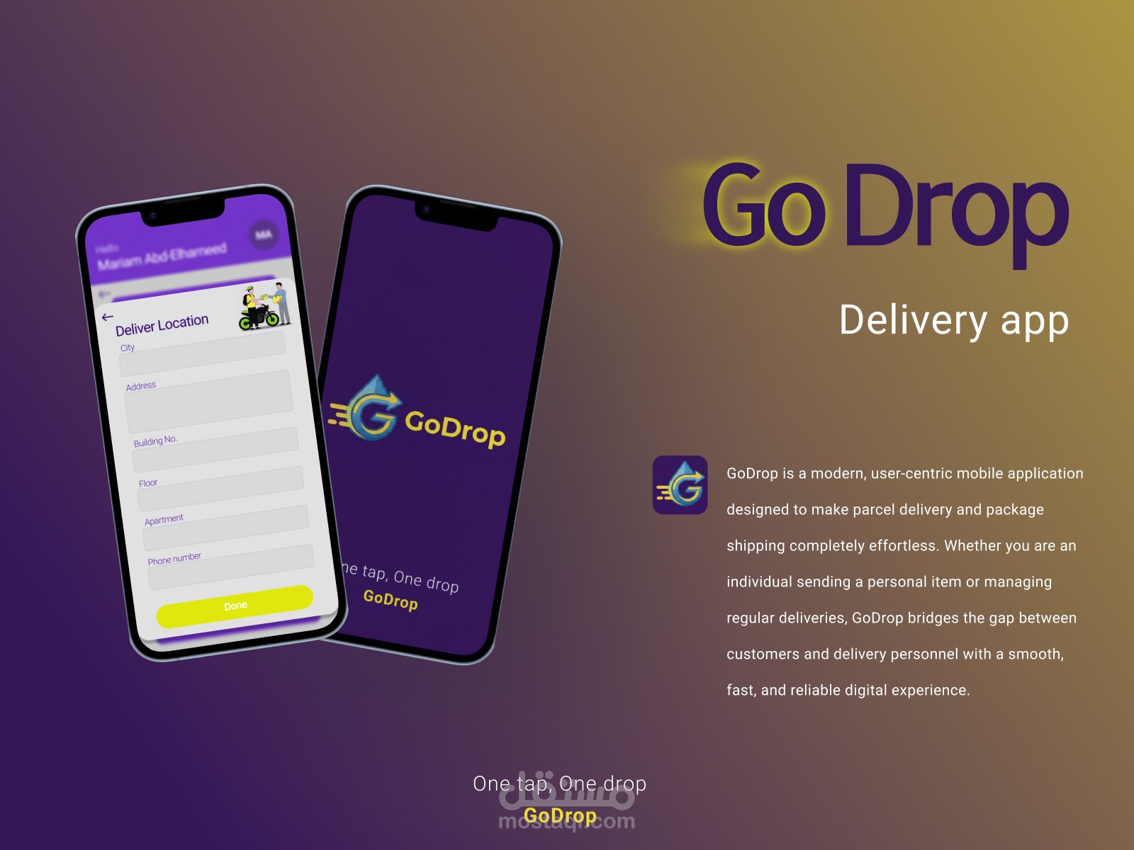تصميم واجهات وتجربة مستخدم لتطبيق توصيل (GoDrop UI/UX Design)