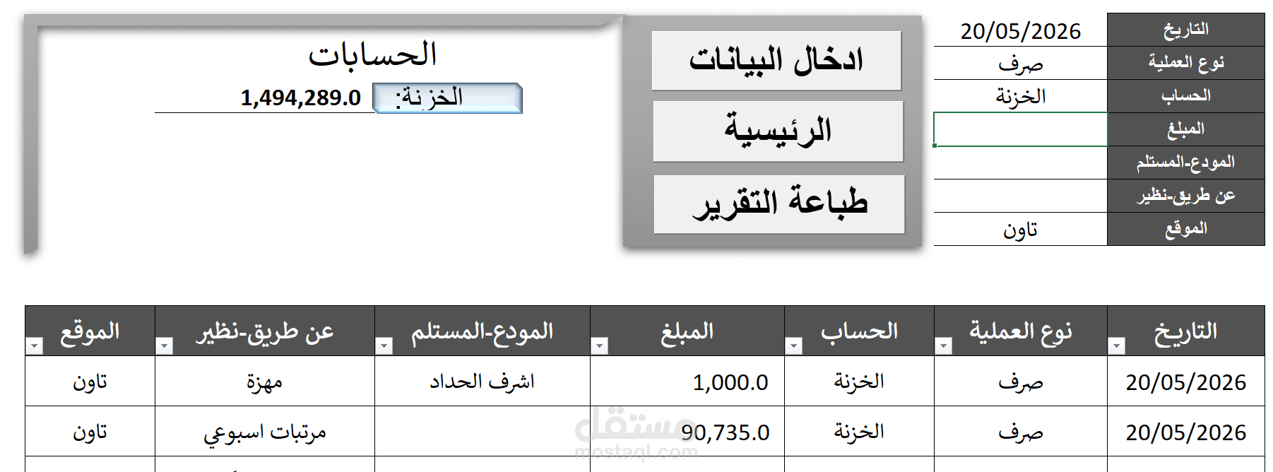 نظام ادارة الخزنة المتطور