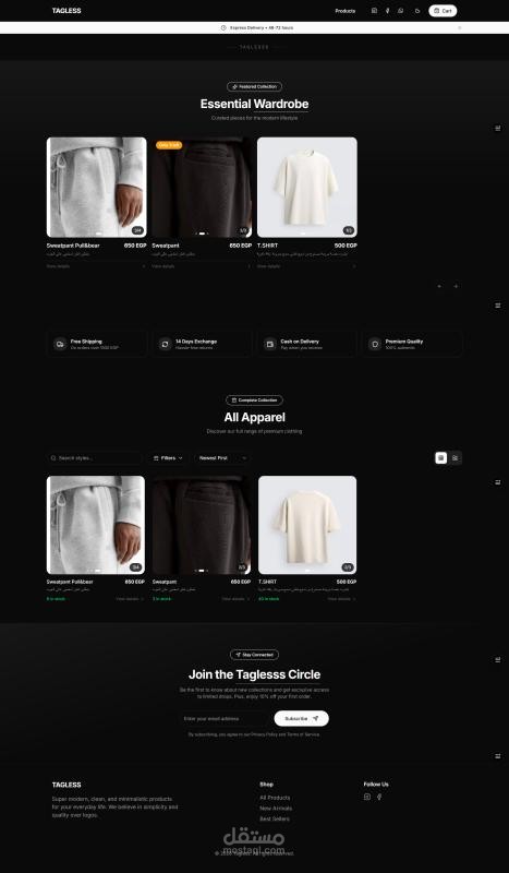 Ecommerce website for a Tagless startup