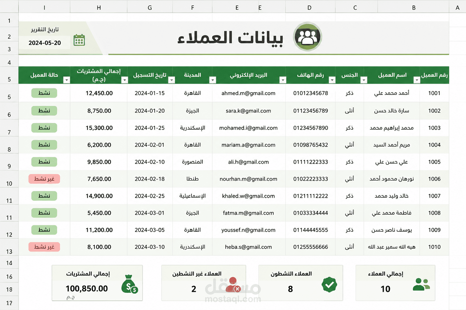 ادخال بيانات (بيانات عملاء)