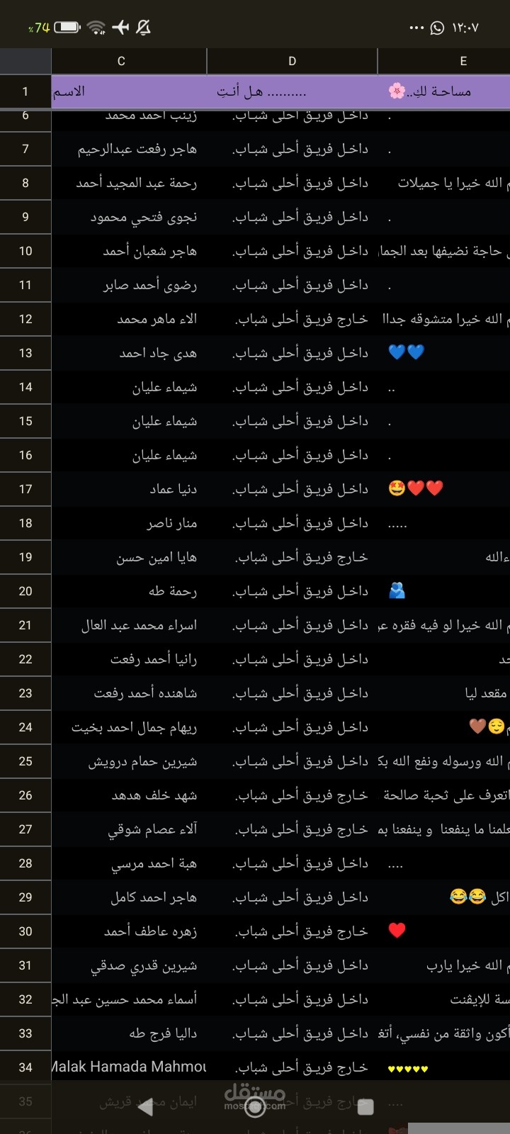 إدخال بيانات وتنظيم جداول المتابعة وتصنيف الأعضاء إلكترونياً