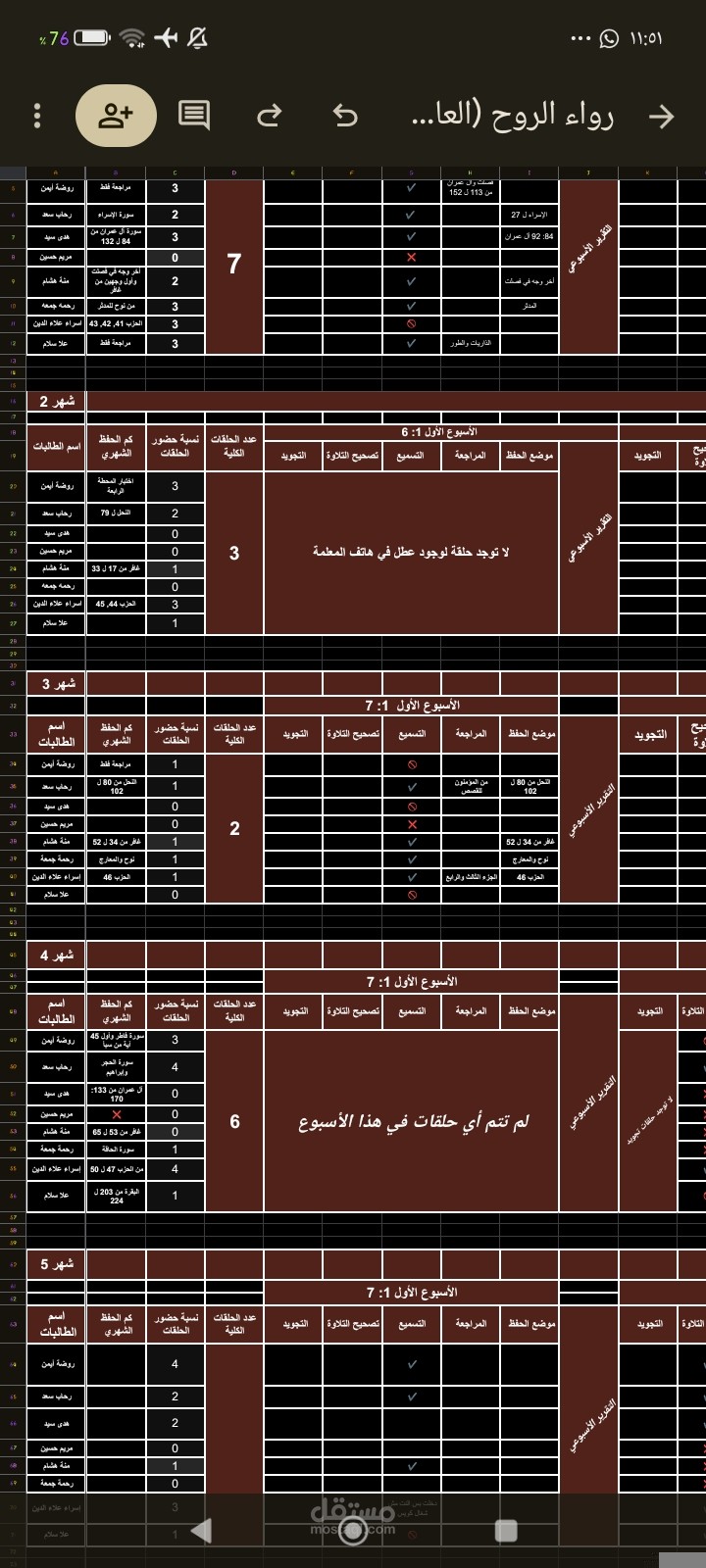 تصميم نموذج احترافي لإدخال البيانات ومتابعة الطلاب (جوجل شيتس)