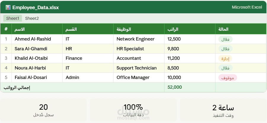 إدخال البيانات وتنظيمها