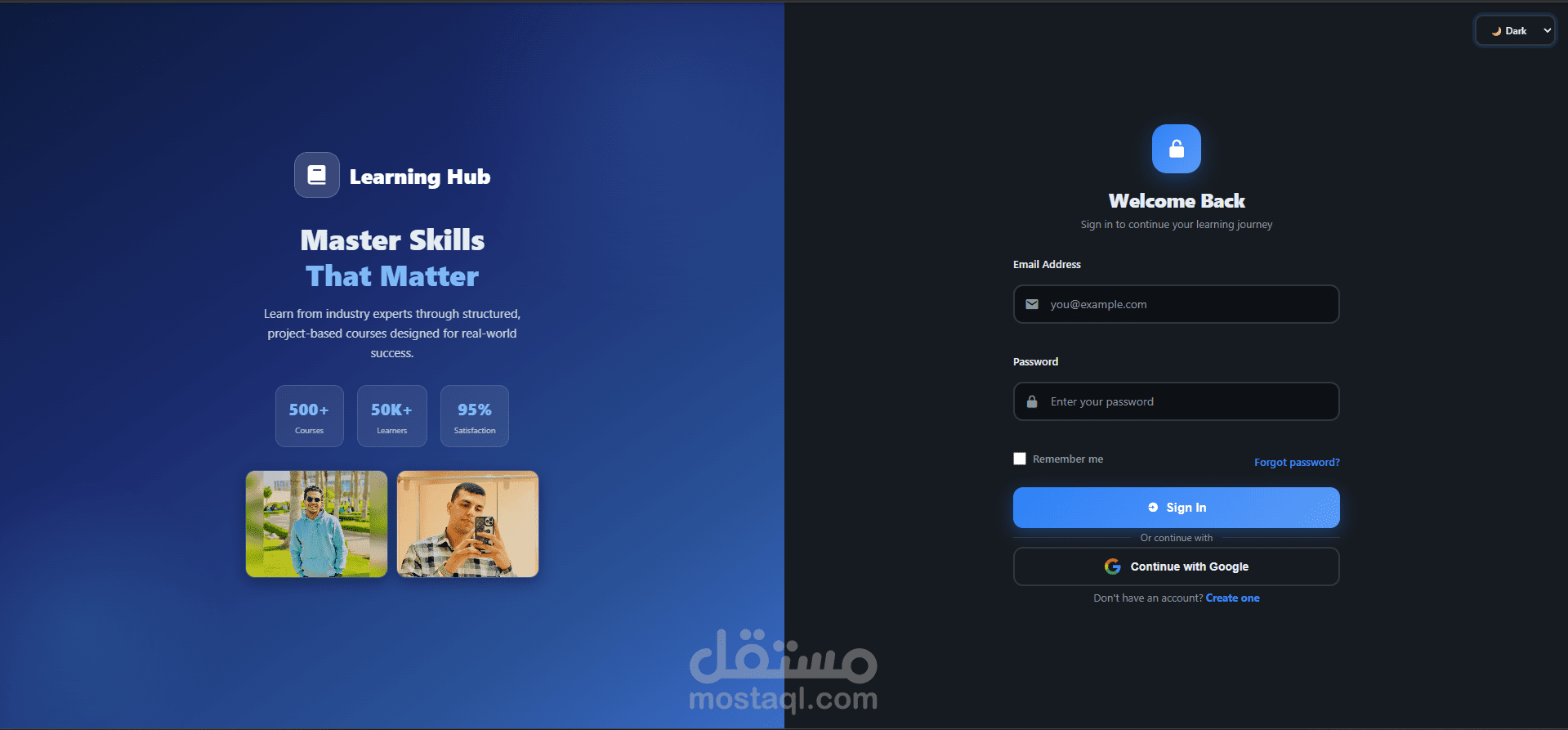 An educational platform designed to display courses and learning materials with a responsive modern UI.