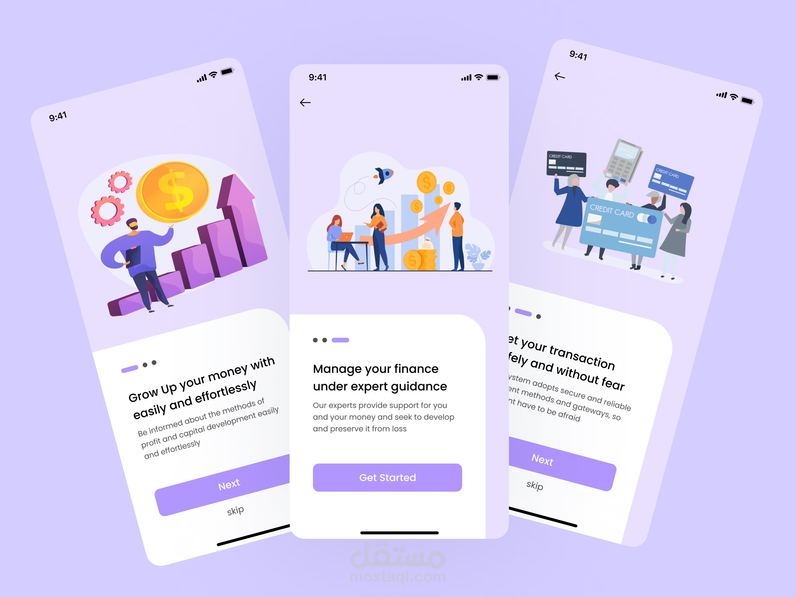 onboarding screens for finance app