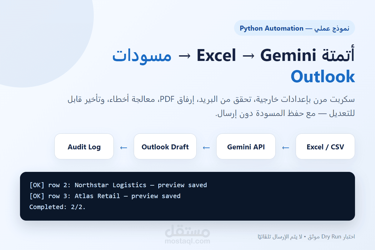أتمتة Excel وGemini لإنشاء مسودات Outlook