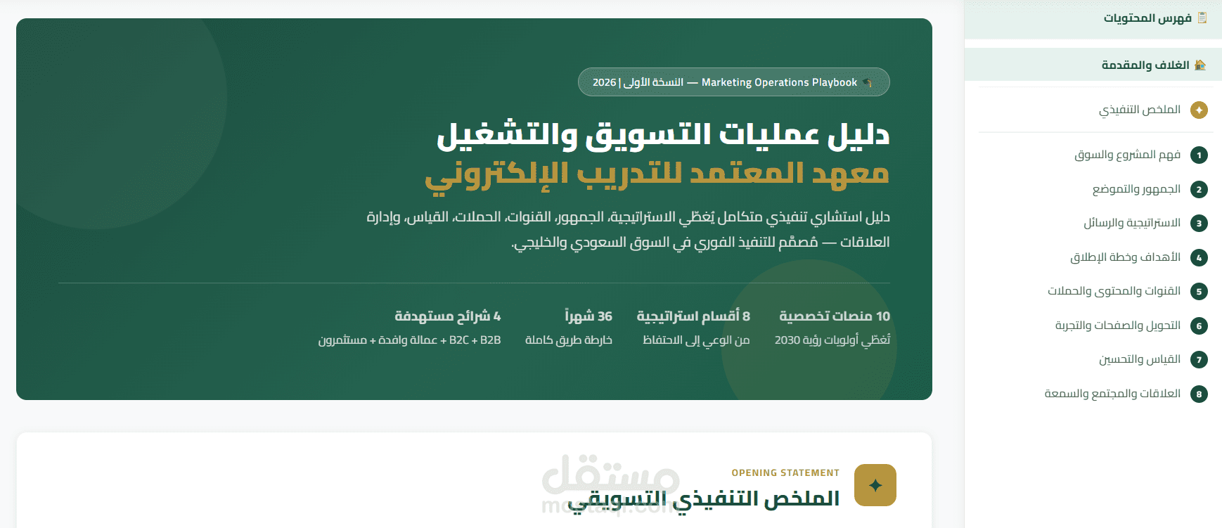 عمل دليل تسويقي  كامل عن مشروع المعهد المعتمد