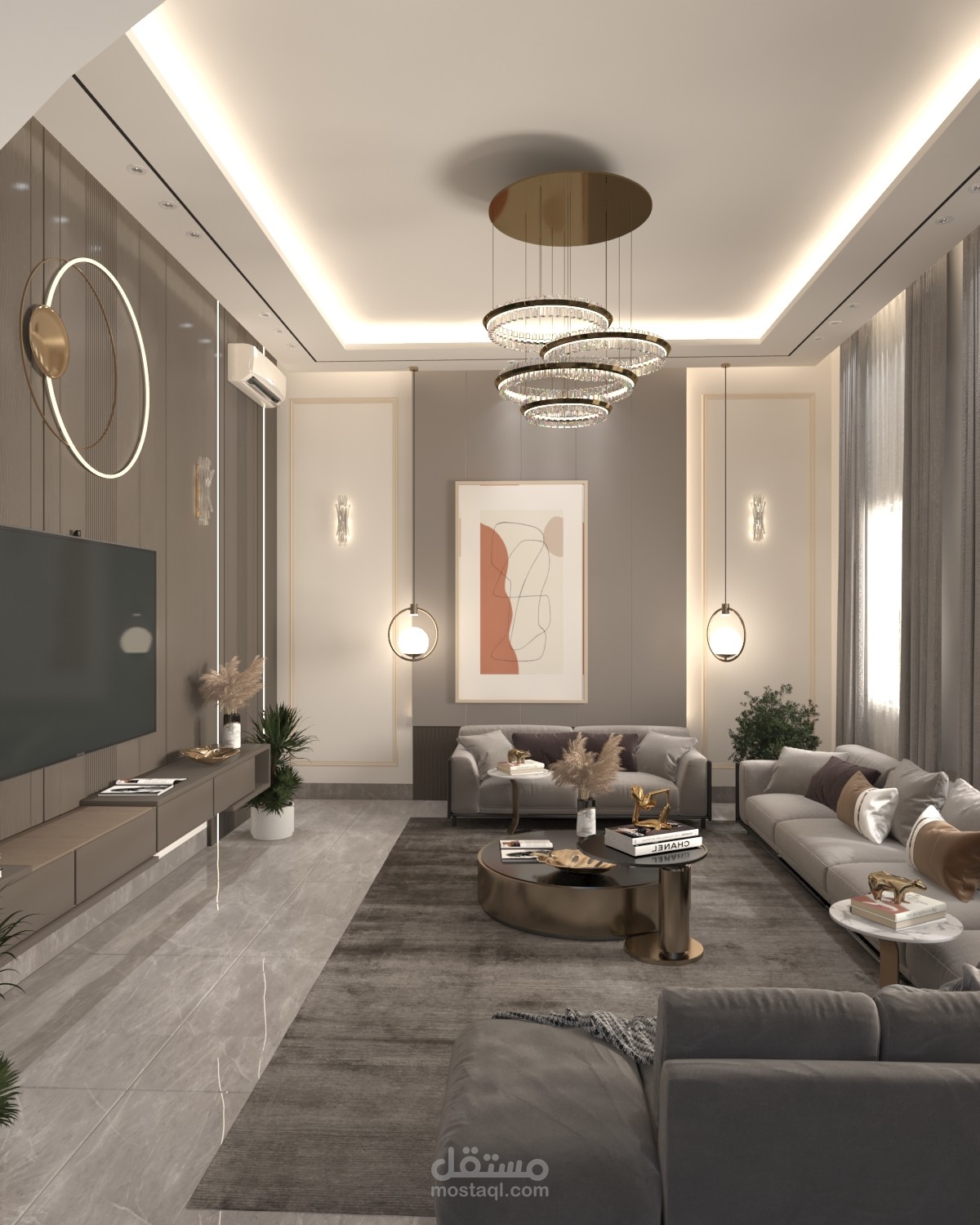 تصميم واظهار داخلي لفيلا