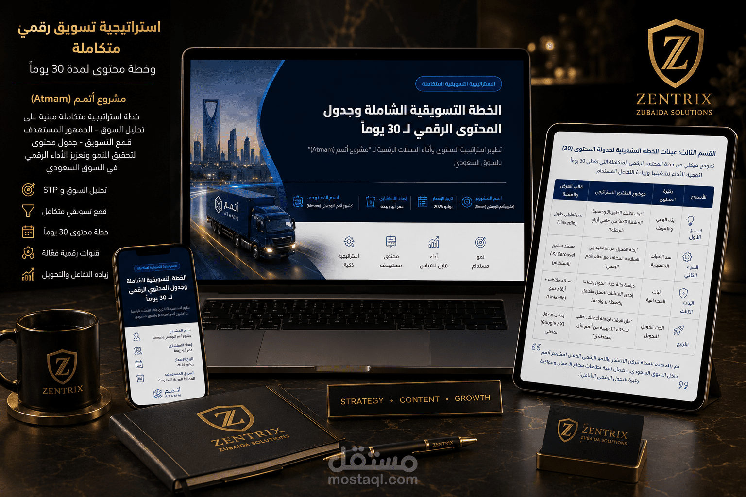 استراتيجية تسويق رقمي متكاملة وخطة محتوى لمدة 30 يومًا لمشروع أتمم (Atmam).