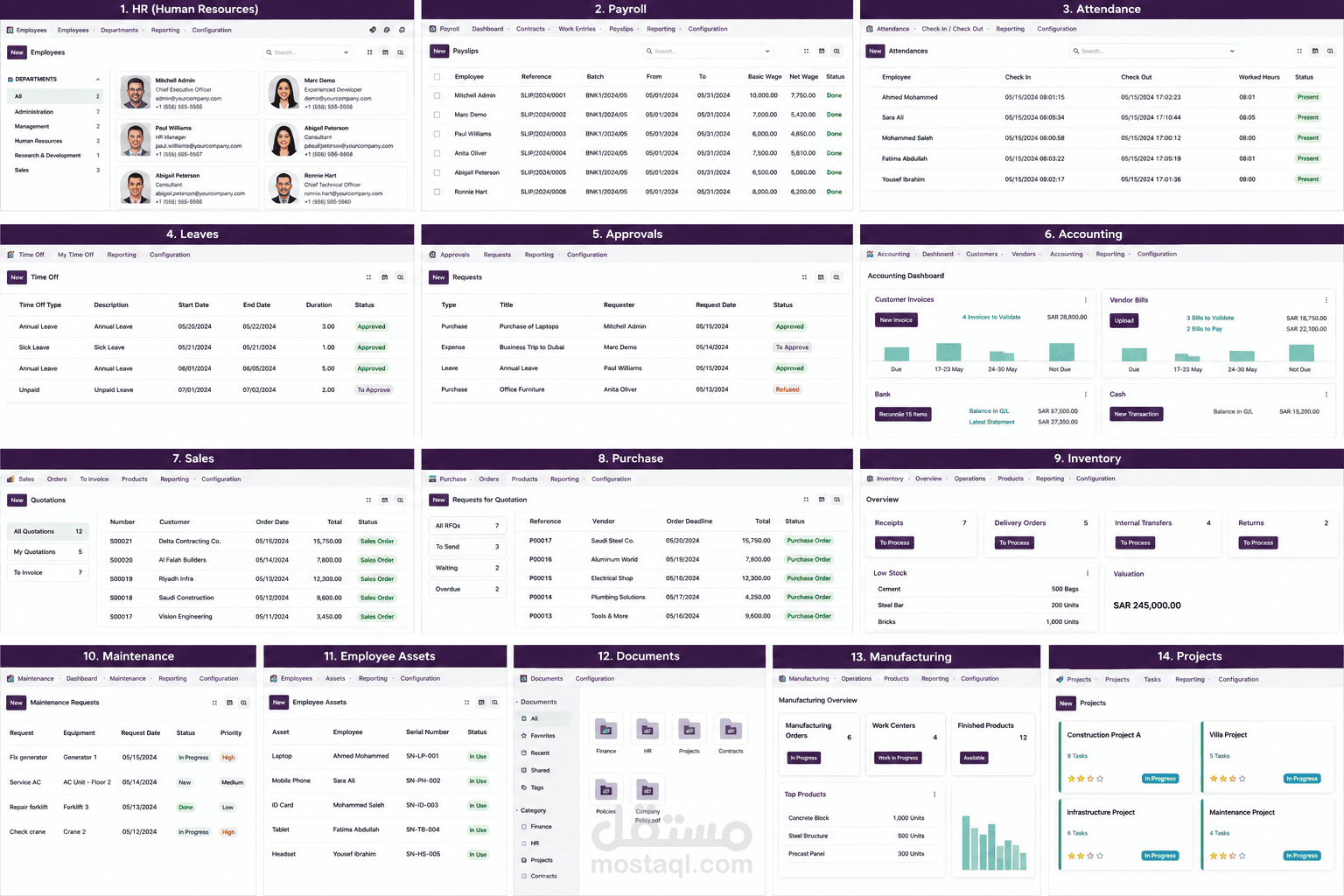 تنفيذ نظام Odoo 18 ERP لمؤسسة مقاولات عامة