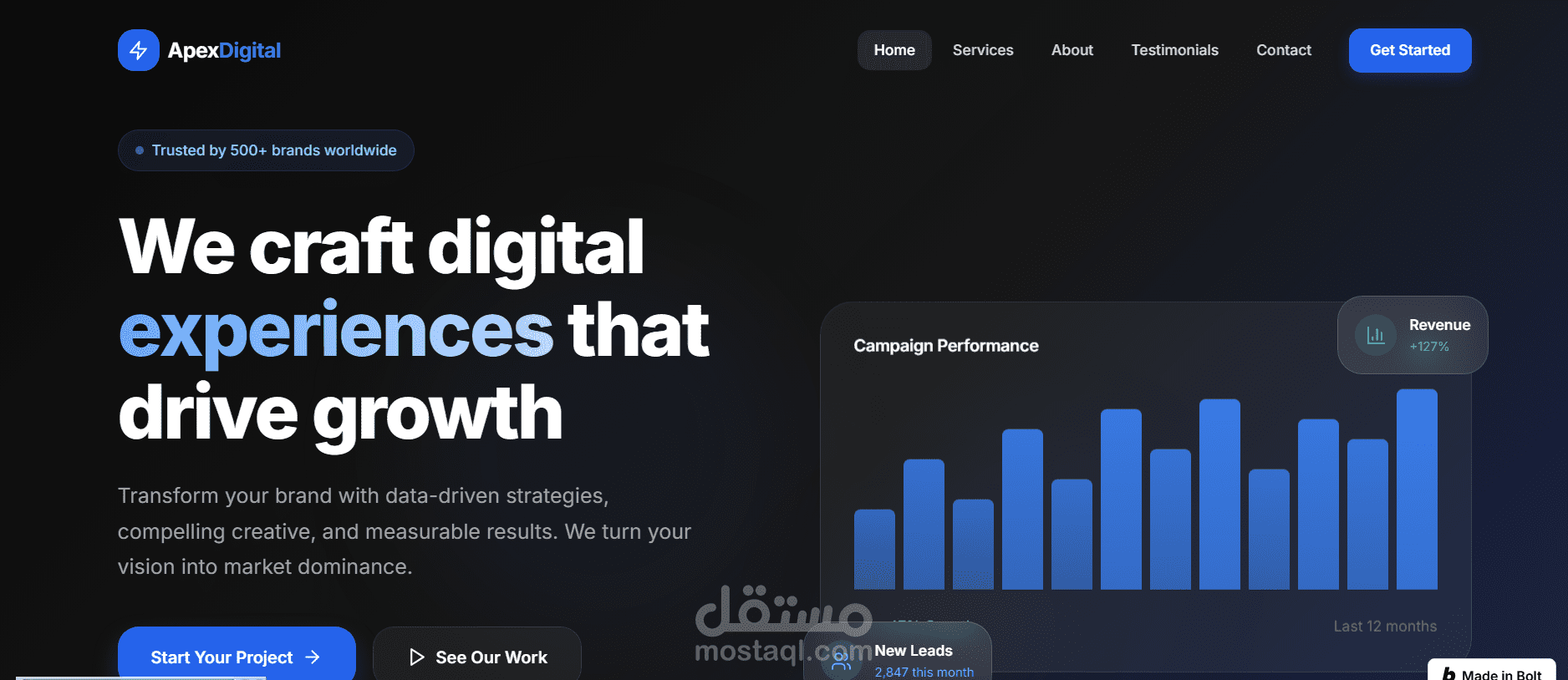 Responsive Landing Page Design for Digital Marketing Agency