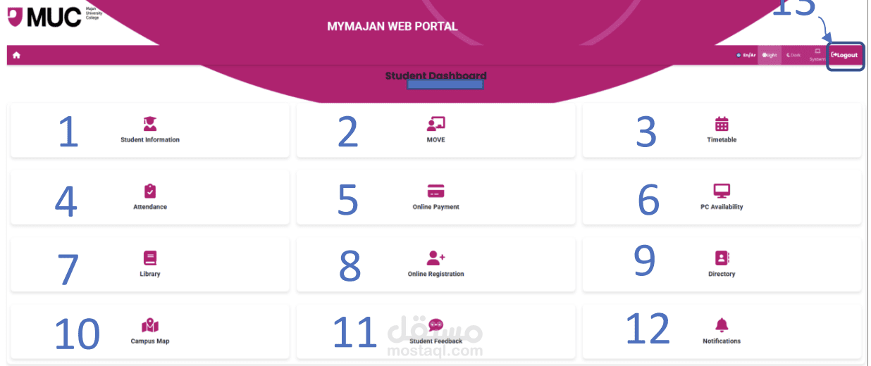 تطوير بوابة MyMajan الويب لإدارة الخدمات الأكاديمية والطلابية