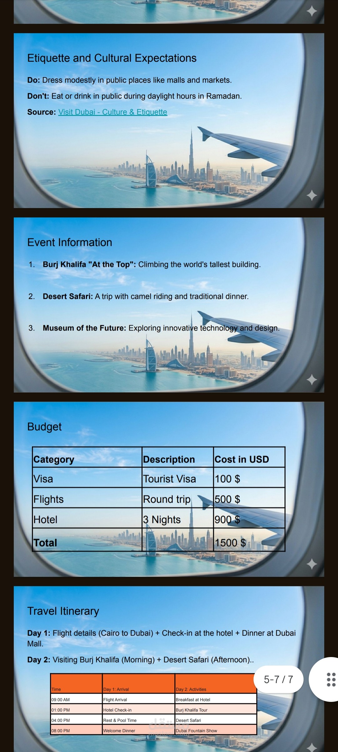 تخطيط مسار رحلة متكامل (Travel Itinerary Planning) باستخدام Google Slides