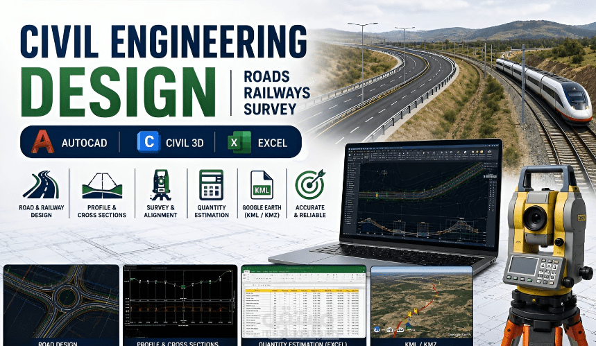 الرسم الهندسي وتحليل البيانات باستخدام AutoCAD وCivil 3D