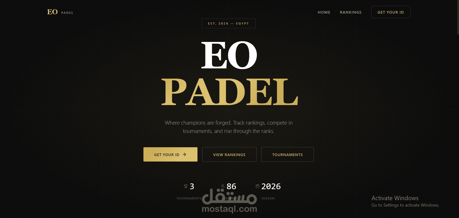 منصة إدارة بطولات رياضية متكاملة — EO Padel