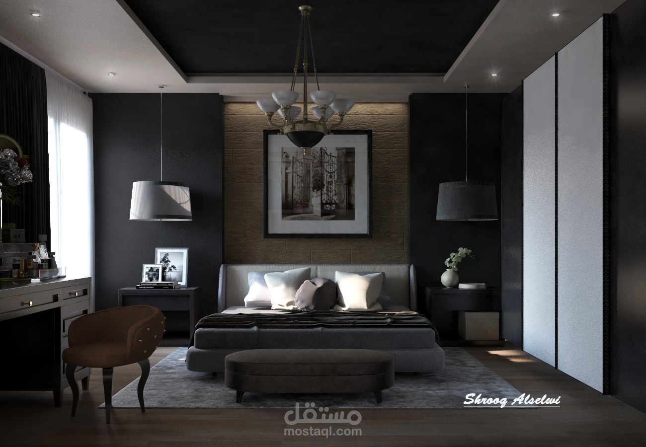 تصميم داخلي لغرفة نوم ماستر