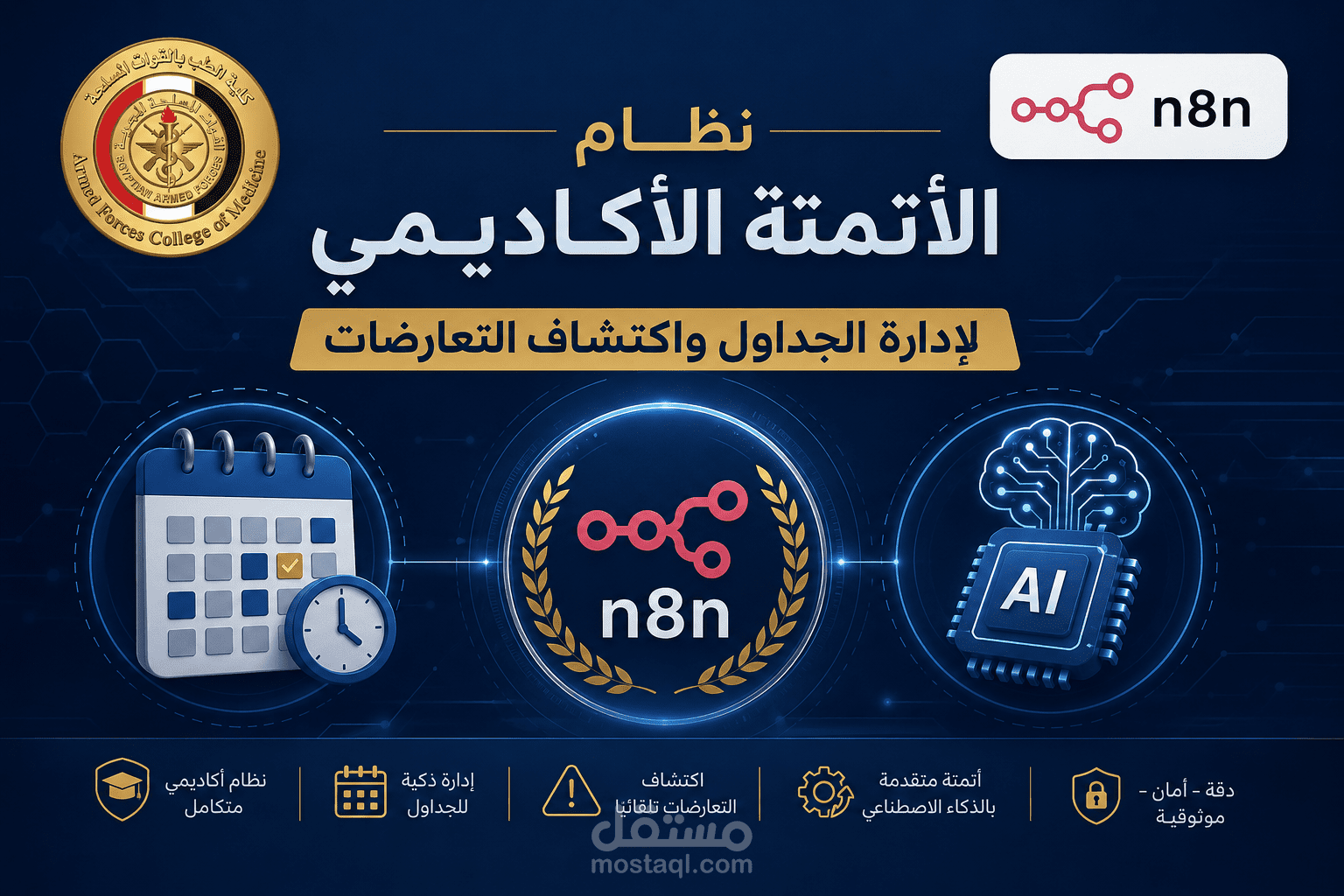 نظام الأتمتة الذكي لإعداد جداول الدراسات العليا واكتشاف التعارضات آلياً (كلية الطب بالقوات المسلحة)